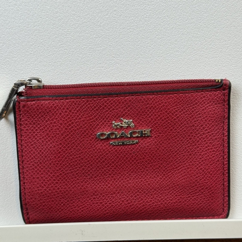Vintage Coach Red Pebbled‎ Leather Coin Key Case